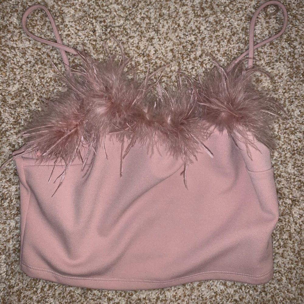 feather pink crop top tank